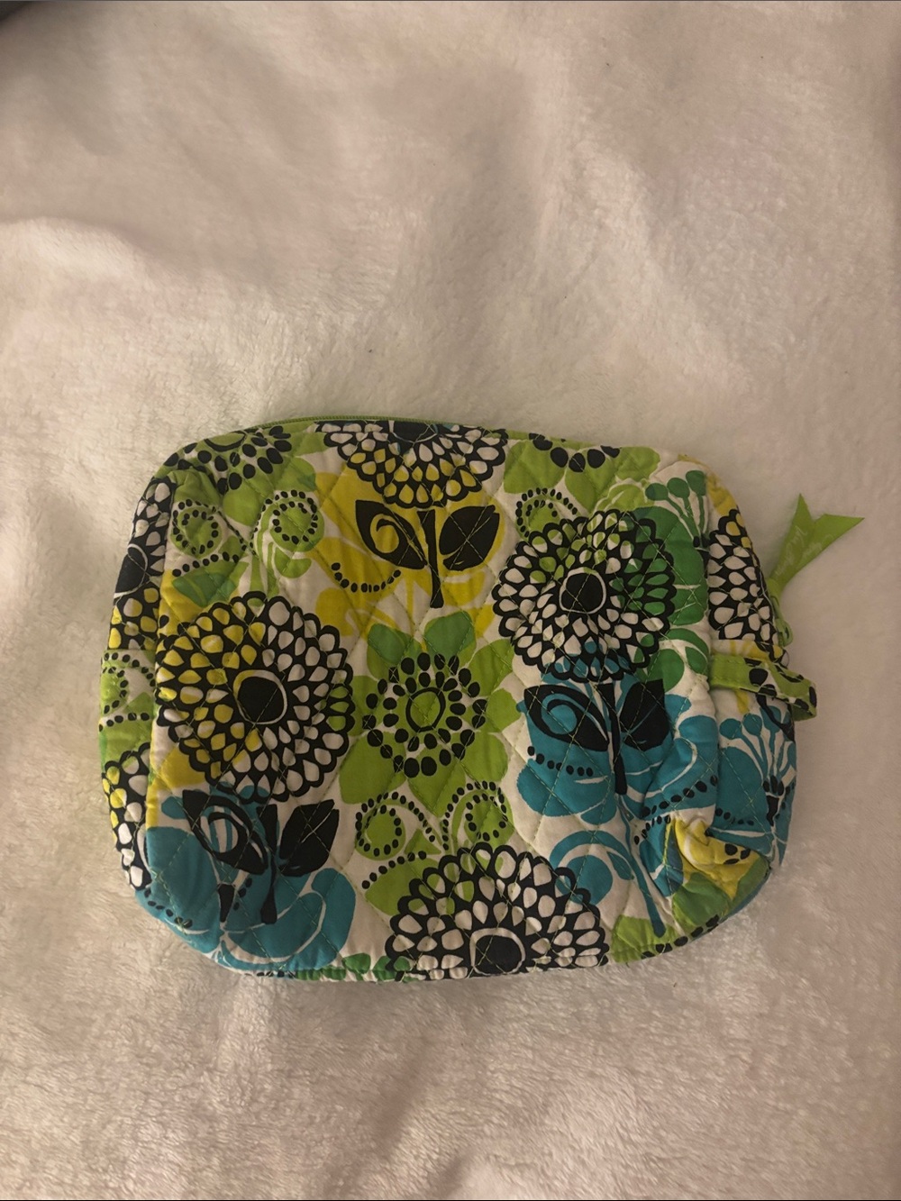 Vera Bradley Quilted Cosmetic Pouch in Limes Up